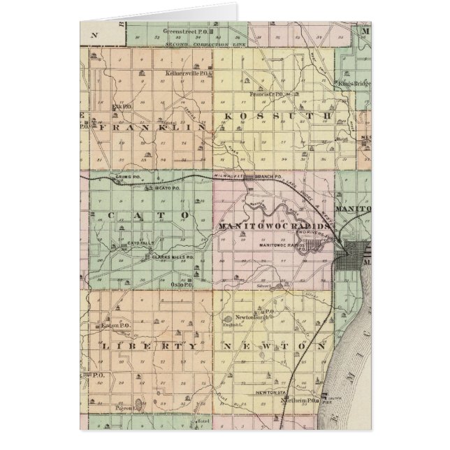 Kaart van het district Manitowoc, staat Wisconsin (Voorkant)