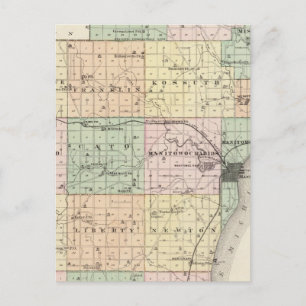 Kaart van het district Manitowoc, staat Wisconsin