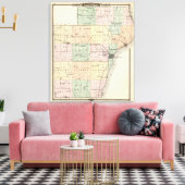 Kaart van het district Manitowoc, staat Wisconsin Canvas Afdruk (Insitu (Woonkamer))