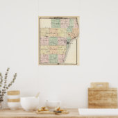 Kaart van het district Manitowoc, staat Wisconsin Poster (Keuken)