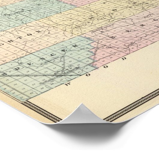 Kaart van het district Marathon Poster (Hoek)