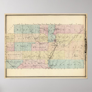 Kaart van het district Marathon Poster