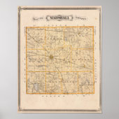 Kaart van het district Marshall Poster (Voorkant)