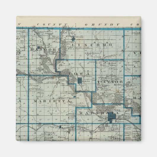 Kaart van het district Marshall, staat Iowa Magneet (Voorkant)