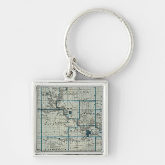 Kaart van het district Marshall, staat Iowa Sleutelhanger (Voorkant)