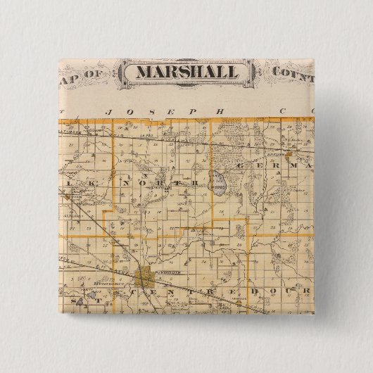 Kaart van het district Marshall Vierkante Button 5,1 Cm (Voorkant)
