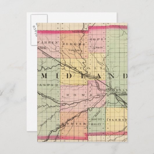 Kaart van het district Midland, Michigan (Voorkant / Achterkant)