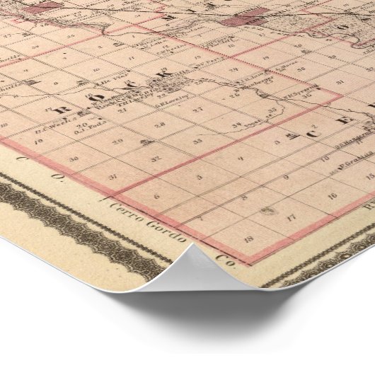 Kaart van het district Mitchell, staat Iowa Poster (Hoek)