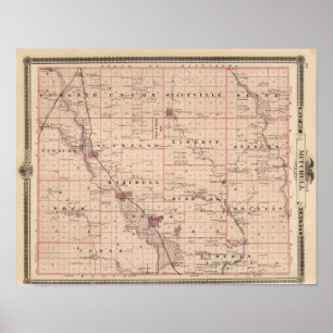 Kaart van het district Mitchell, staat Iowa Poster