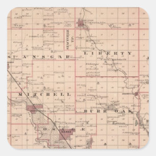 Kaart van het district Mitchell, staat Iowa Vierkante Sticker