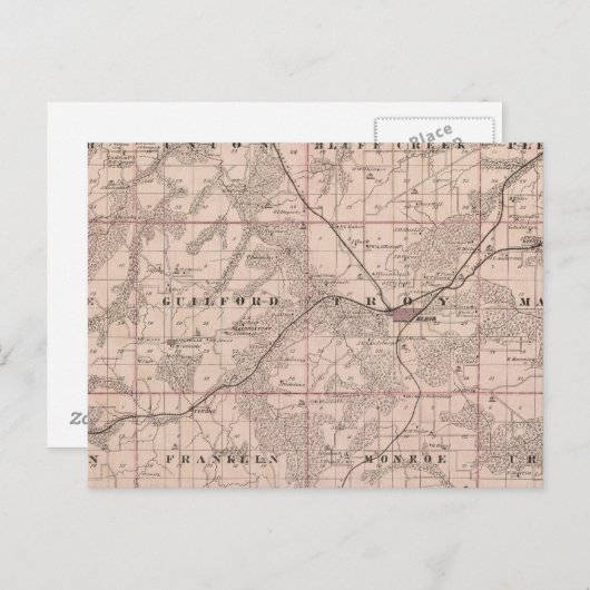 Kaart van het district Monroe, staat Iowa (Voorkant / Achterkant)