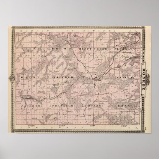 Kaart van het district Monroe, staat Iowa Poster (Voorkant)