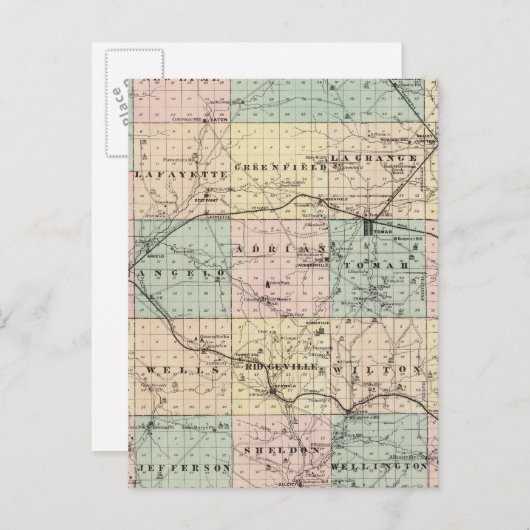 Kaart van het district Monroe, staat Wisconsin (Voorkant / Achterkant)