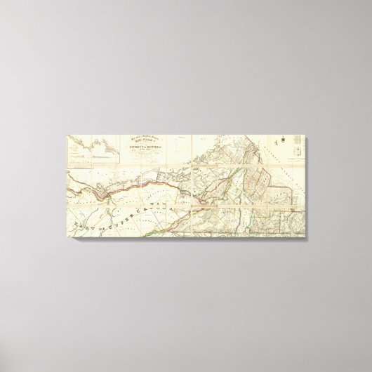 Kaart van het district Montreal, Neder-Canada Canvas Afdruk (Voorkant)