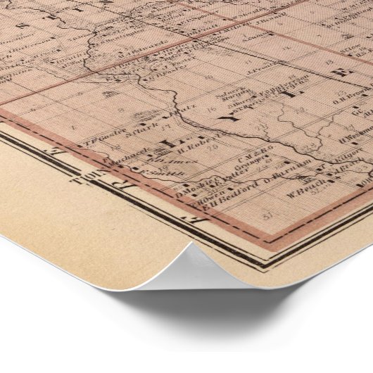 Kaart van het district Mower, Minnesota Poster (Hoek)