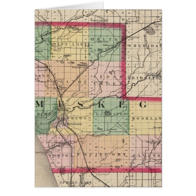 Kaart van het district Muskegon, Michigan (Voorkant)
