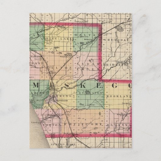 Kaart van het district Muskegon, Michigan (Voorkant)