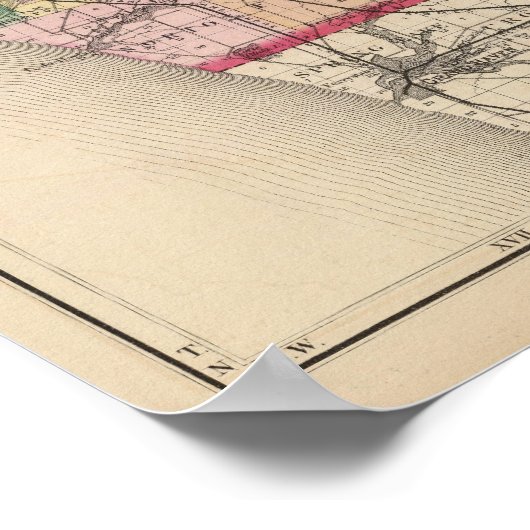 Kaart van het district Muskegon, Michigan Poster (Hoek)