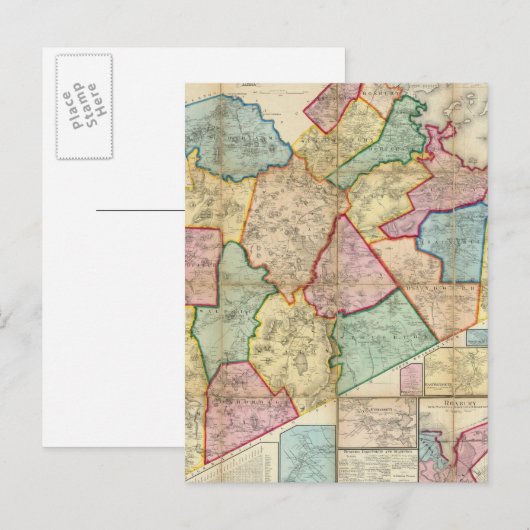 Kaart van het district Norfolk, Massachusetts (Voorkant / Achterkant)