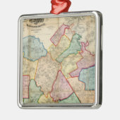 Kaart van het district Norfolk, Massachusetts Metalen Ornament (Links)