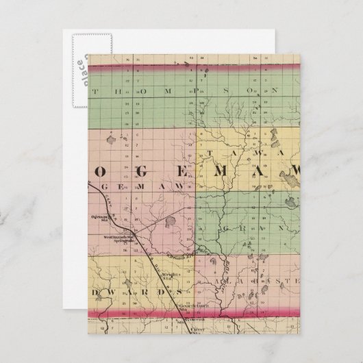 Kaart van het district Ogemaw, Michigan (Voorkant / Achterkant)