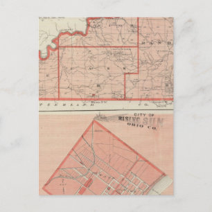 Kaart van het district Ohio met de stad Rising Sun