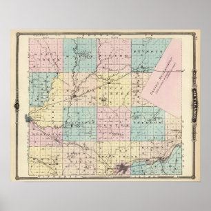 Kaart van het district Outagamie, staat Wisconsin Poster