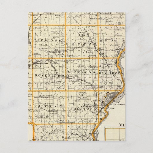 Kaart van het district Peoria en van Minonk (Voorkant)