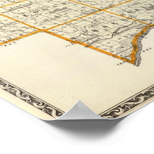 Kaart van het district Peoria en van Minonk Poster (Hoek)