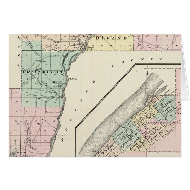 Kaart van het district Pepin en het dorp Durand (Voorkant Horizontaal)