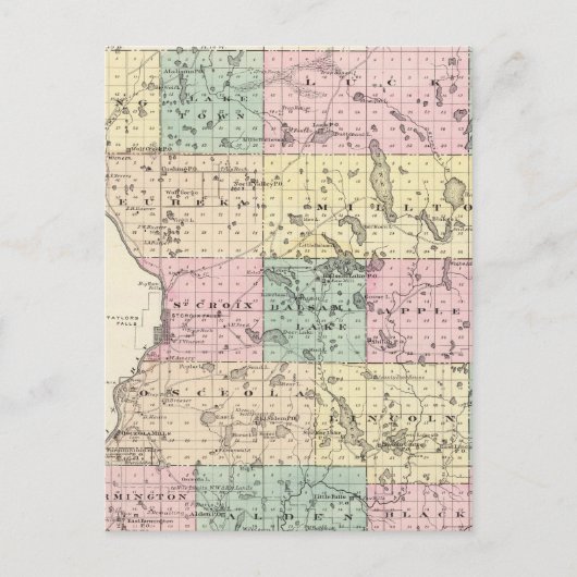 Kaart van het district Polk, staat Wisconsin (Voorkant)