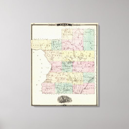 Kaart van het district Polk, staat Wisconsin Canvas Afdruk (Voorkant)