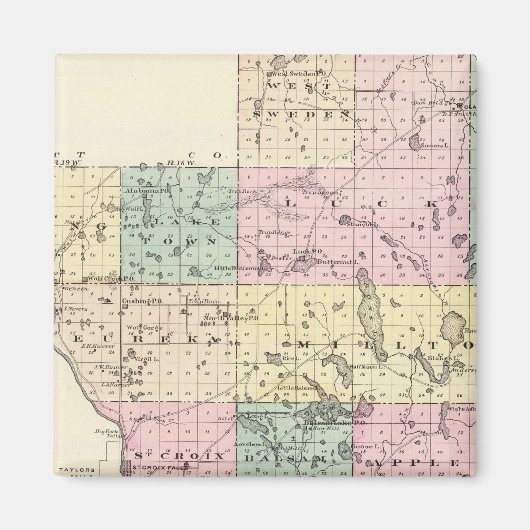 Kaart van het district Polk, staat Wisconsin Magneet (Voorkant)
