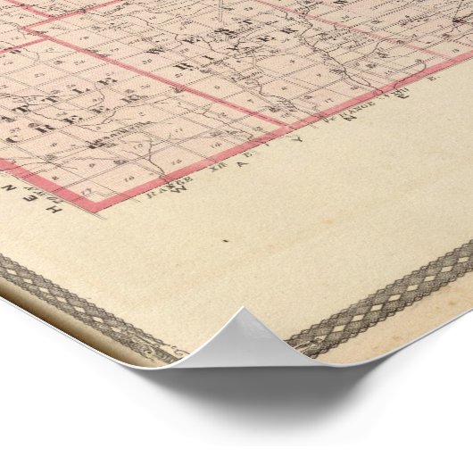 Kaart van het district Randolph Poster (Hoek)