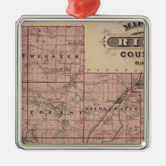 Kaart van het district Rice, Minnesota Metalen Ornament (Voorkant)