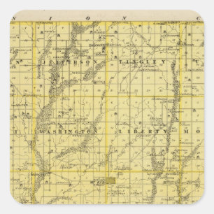 Kaart van het district Ringgold, staat Iowa Vierkante Sticker