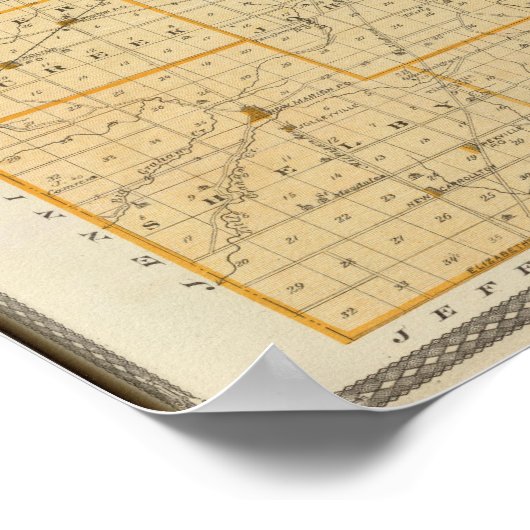 Kaart van het district Ripley Poster (Hoek)