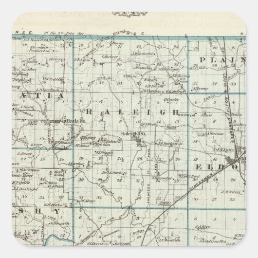 Kaart van het district Saline Vierkante Sticker (Voorkant)