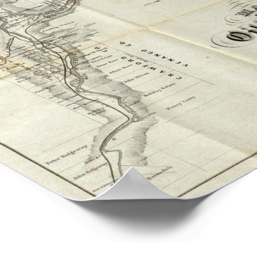 Kaart van het district Venango Poster (Hoek)