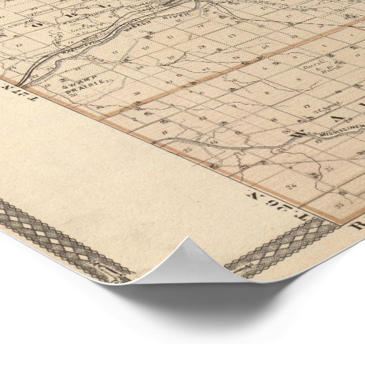 Kaart van het district Wabash Poster (Hoek)