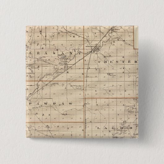 Kaart van het district Wabash Vierkante Button 5,1 Cm (Voorkant)