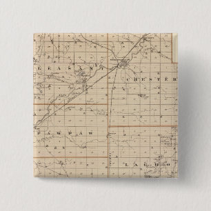 Kaart van het district Wabash Vierkante Button 5,1 Cm