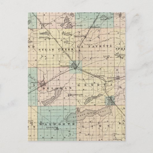 Kaart van het district Walworth, staat Wisconsin (Voorkant)