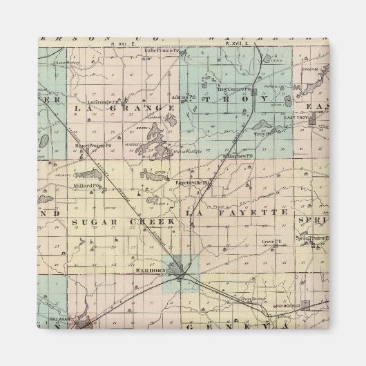 Kaart van het district Walworth, staat Wisconsin Magneet (Voorkant)