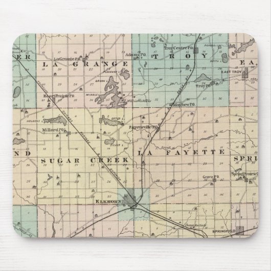 Kaart van het district Walworth, staat Wisconsin Muismat (Voorkant)