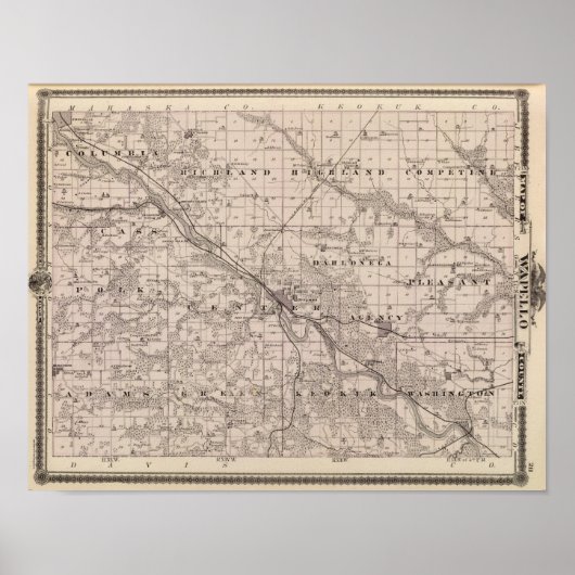 Kaart van het district Wapello, staat Iowa Poster (Voorkant)