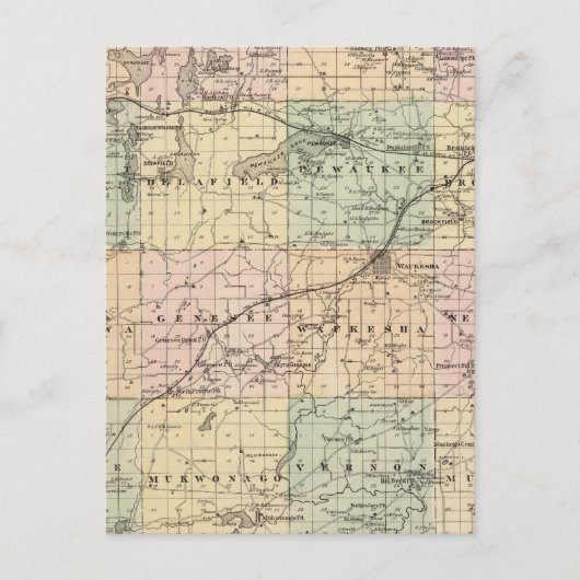 Kaart van het district Waukesha, staat Wisconsin (Voorkant)