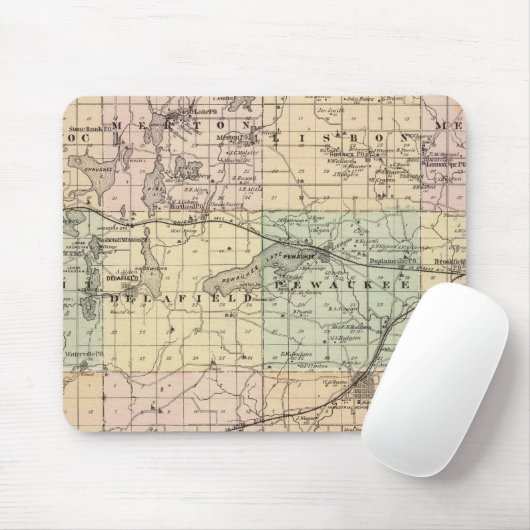 Kaart van het district Waukesha, staat Wisconsin Muismat (Met muis)