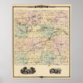 Kaart van het district Waukesha, staat Wisconsin Poster (Voorkant)