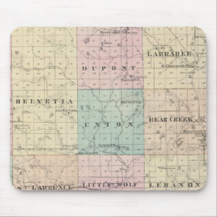 Kaart van het district Waupaca, staat Wisconsin Muismat